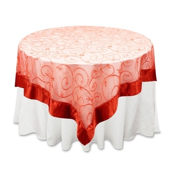 Square Overlay 182cm (Embroidered Organza) - Red