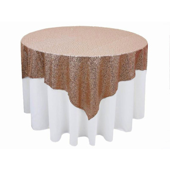 Stunning Sequin Table Square Overlay 228cm - Rose Gold