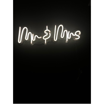 "Mr & Mrs" White LED Party Sign -  59x20cm