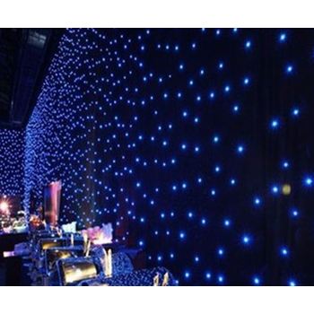 3m tall x 6m wide LED BLACK Starlight Curtain - Blue/White Lights