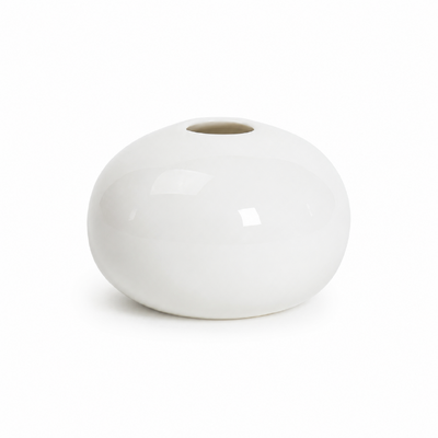 Mini Round Ceramic Bud Vase - White - 6.5cm