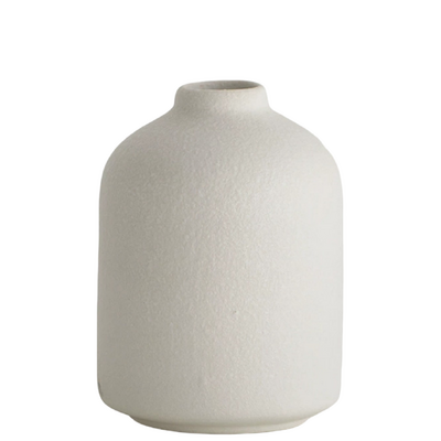 White Textured Ceramic Vase 10cm