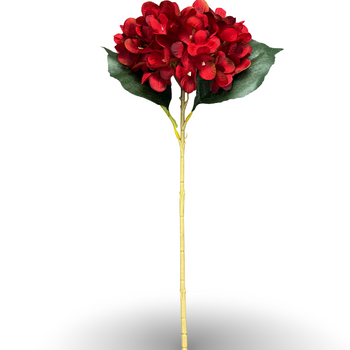 Artificial Hydrangea Stem Single Head 45cm - Red