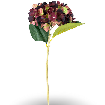 Artificial Hydrangea Stem Single Head 45cm - Dark Burgundy