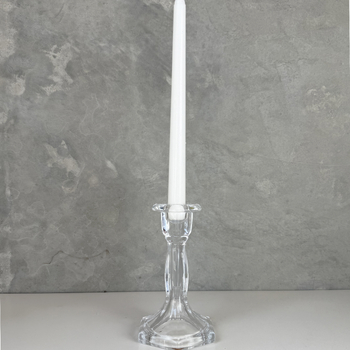 15cm heavy Duty Glass Taper Candle Holder – Hexagonal Base
