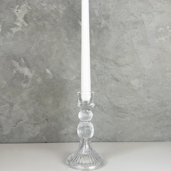 15cm Heavy Duty Glass Taper Candle Holder – Round Base