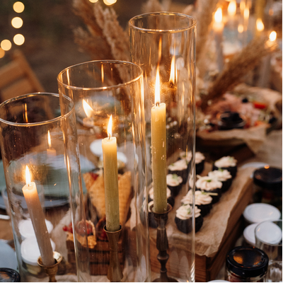 2pcs - 7cmx30cm Glass Cylinder Windlight Shade Candle Cover