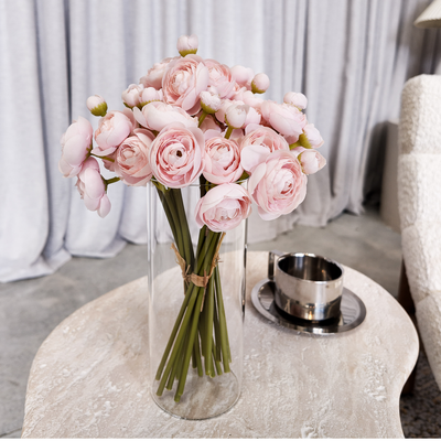 Mini Ranunculus – Blush Pink – 6 Stem Artificial Flower Bunch