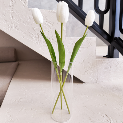 White Real Touch Tulip Stem – 46cm Artificial Tulip Flower