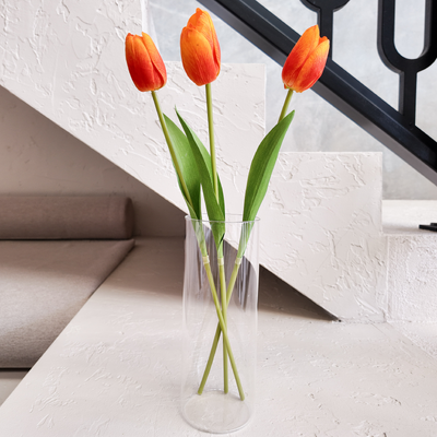 Orange Real Touch Tulip Stem – 46cm Artificial Tulip Flower