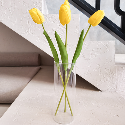 Yellow Real Touch Tulip Stem – 46cm Artificial Tulip Flower