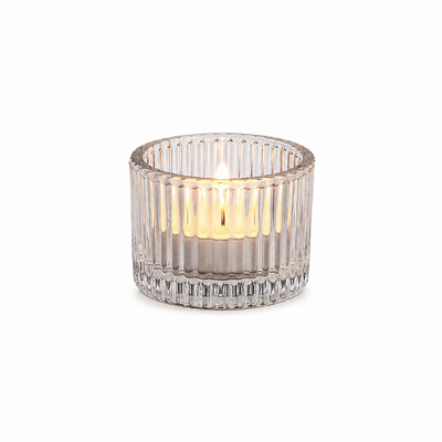 Clear Mini Ribbed Glass Tealight Candle Holder