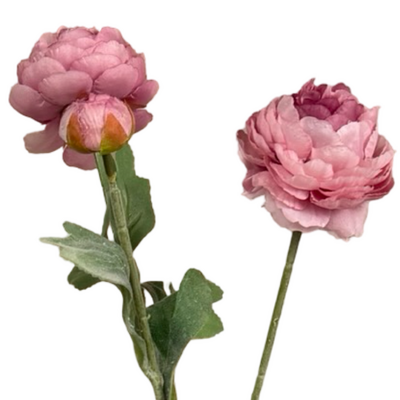 52cm Artificial 3 Head Ranunculus Flower Spray – Mauve