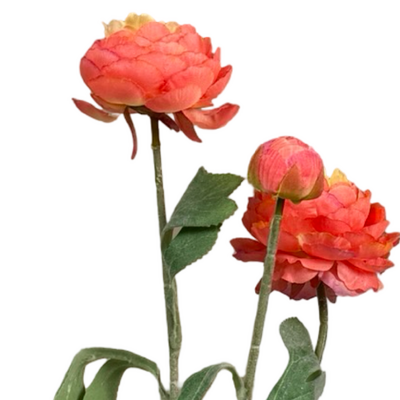 52cm Artificial 3 Head Ranunculus Flower Spray – Orange