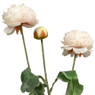 52cm Artificial 3 Head Ranunculus Flower Spray – Soft Pink