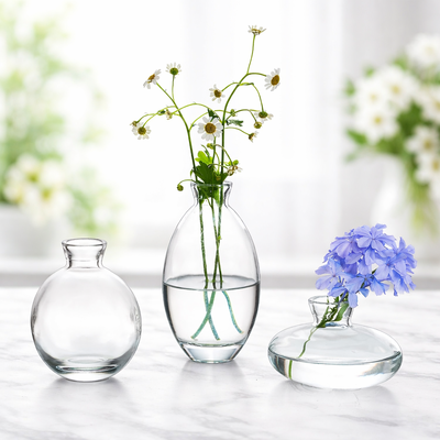 Clear Glass Bud Vase Set of 3