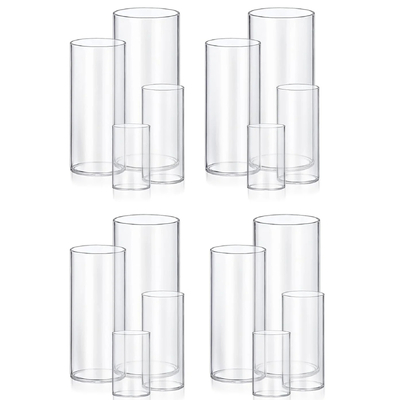 Clear Cylinder Vase Set - Set of 16 in 4 sizes