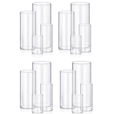 Clear Cylinder Vase Set - Set of 16 in 4 sizes