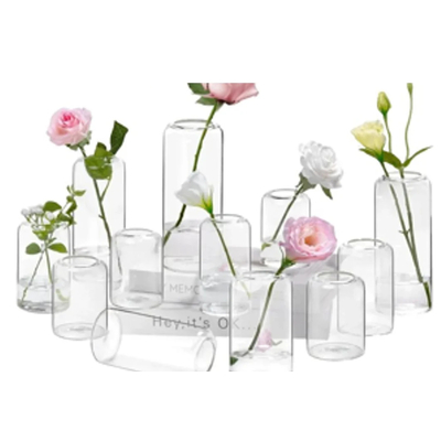 Clear Glass Vase Set of 12 – 10-17cm Mixed Sizes