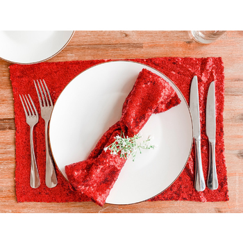 10pk Sequin Placemat/Napkin - Red