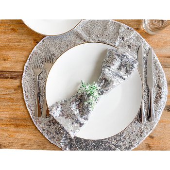 thumb_10pk Sequin Round Placemat / Centrepiece Mat - Silver