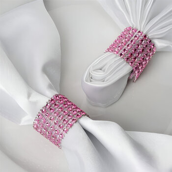 10pk Napkin Rings - Pink Mesh Design