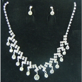 CLEARANCE Necklace & Earring Wedding Set 403 - Rhinestone