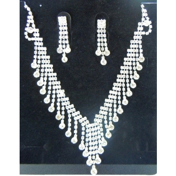 CLEARANCE Necklace & Earring Wedding Set 407 - Rhinestone