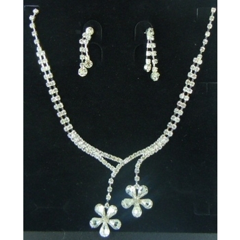 CLEARANCE Necklace & Earring Wedding Set 408 - Rhinestone