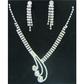 CLEARANCE Necklace & Earring Wedding Set 413 - Rhinestone