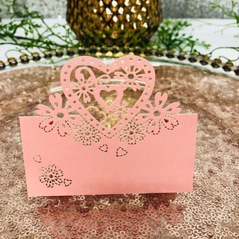 20pk Pink Heart Place Cards