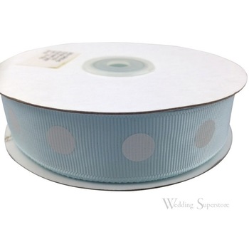 7/8 inch Polka Dot Ribbon - 25yds - Baby Blue