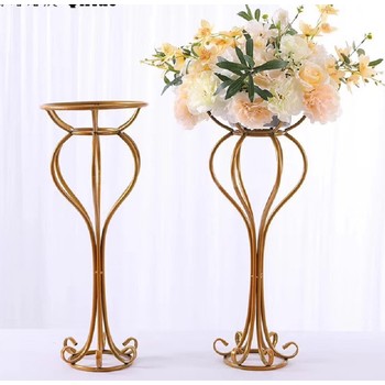 thumb_60cm Scrolled Style Flower Stand Centrepiece - Gold 