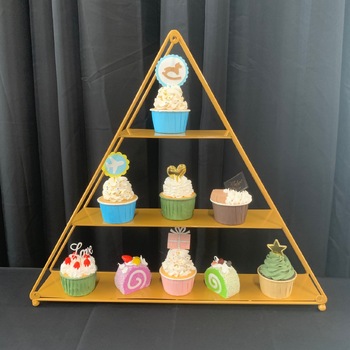 3 Tier Gold Triangle -  Hightea Cupcake Slice Stand