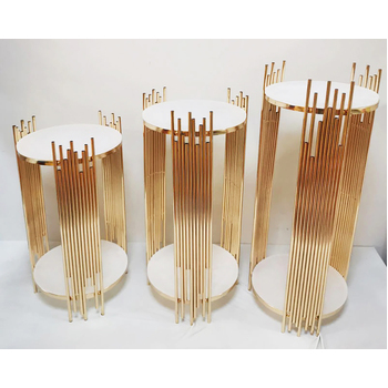 Set of 3 - White and Gold Pedastals - Luxury High Quality