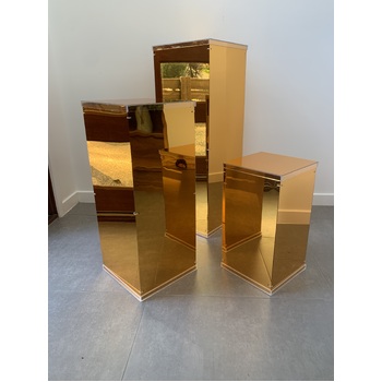 Set of 3 - Gold Mirrored Acrylic Pedestal Risers/Flower Stands - Seconds