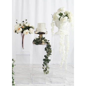 Set of 3 - Clear Acrylic Pedestal Risers/Flower Stands