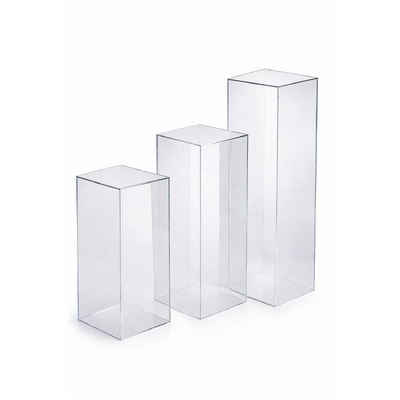 (SECONDS) Set of 3 Plinth - Clear Acrylic Pedestal Plinth Risers/Flower Stands