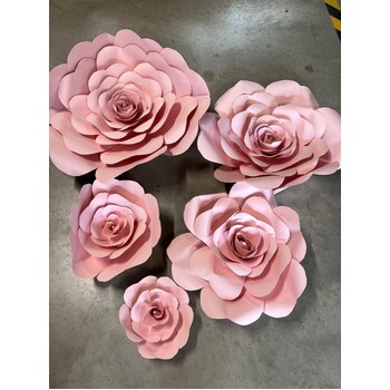 5pc set - Giant Paper Roses - Pink