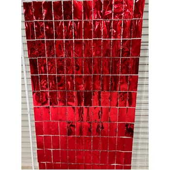 1x2m - Red - High Quality Mirror Curtain/Sequin Panel