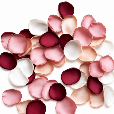 100 Silky Rose Petals - Burgundy, Beige and Mauve Mix