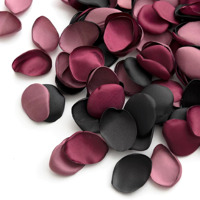 100 Red/Black/Mauve Silky Rose Petals