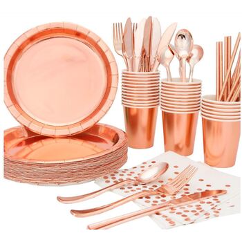 24 Person 192pc Rose Gold - Paper Party Plate Set