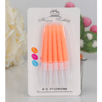 10pk Orange Birthday Cake Candles with cups