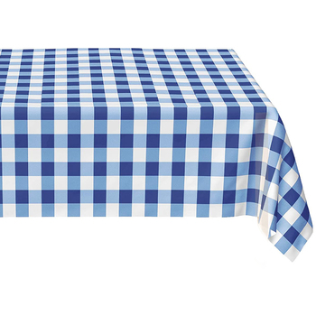 137x275cm Blue Checkered Plastic Party Tablecloth