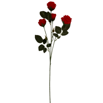 Red - 63cm 4 Head Mini Rose Head Branch