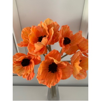 10pcs Poppy Stem - Orange