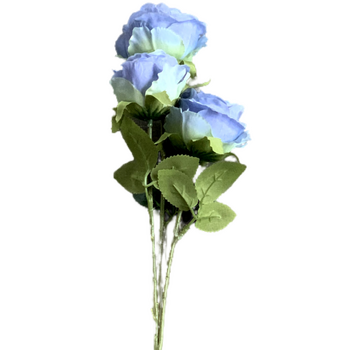 65cm - 3 Head Rose Flower Stem - Dusty Blue