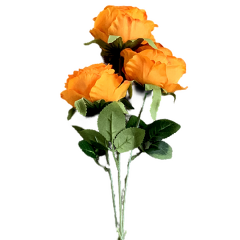 65cm - 3 Head Rose Flower Stem - Burnt Orange