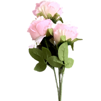 65cm - 3 Head Rose Flower Stem - Pink